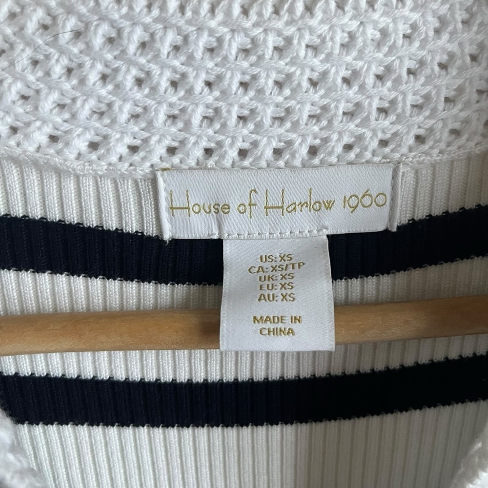 House of Harlow 1960 Black White Stripe Knit Midi Dress XS - Picture 10 of 12